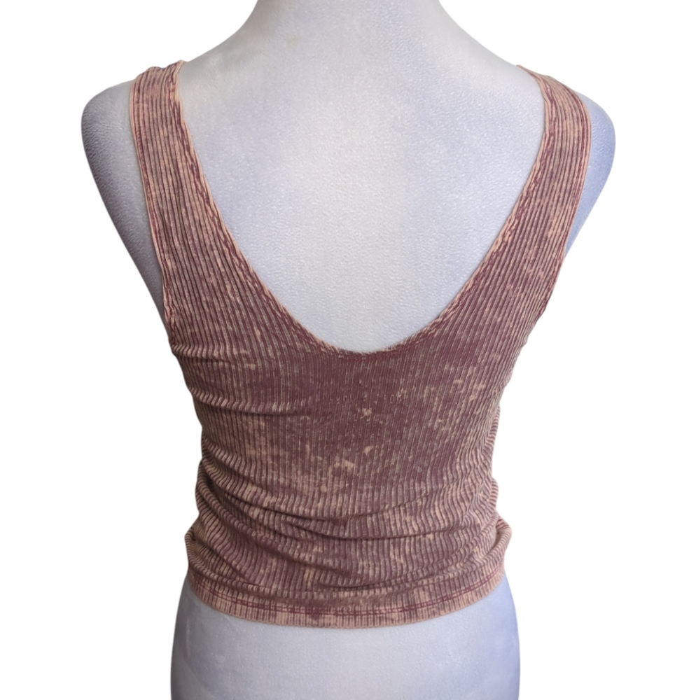 American eagle soft & sexy R I B Ruched Brown crop top size S - Picture 2 of 4